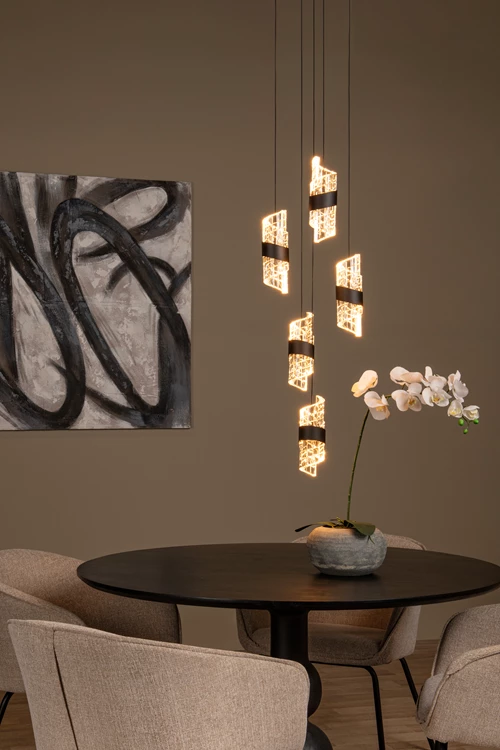 Lucide KLIGANDE - Pendant light - Ø 30 cm - LED Dim. - 5x8W 2700K - Black - atmosphere 1